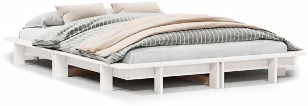 vidaXL Massivholzbett ohne Matratze Weiß 120x190 cm Kiefernholz 850678