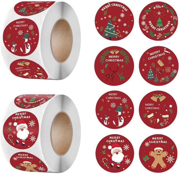 1000 Stück Weihnachtsaufkleber Rund Weihnachten 1.5 Zoll - Weihnachtsdekoration