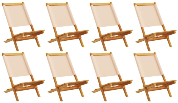 vidaXL Gartenstühle 8 Stk. Klappbar Beige Stoff und Massivholz 3214648