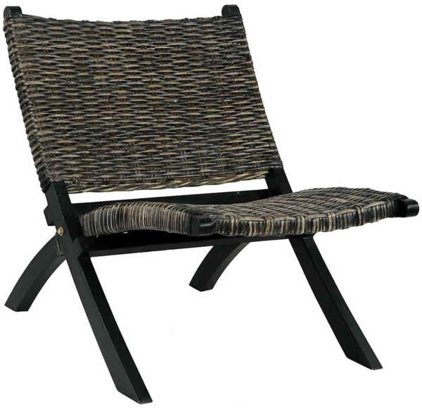 vidaXL Relaxstuhl Schwarz Natur Kubu-Rattan und Massivholz Mahagoni 285802