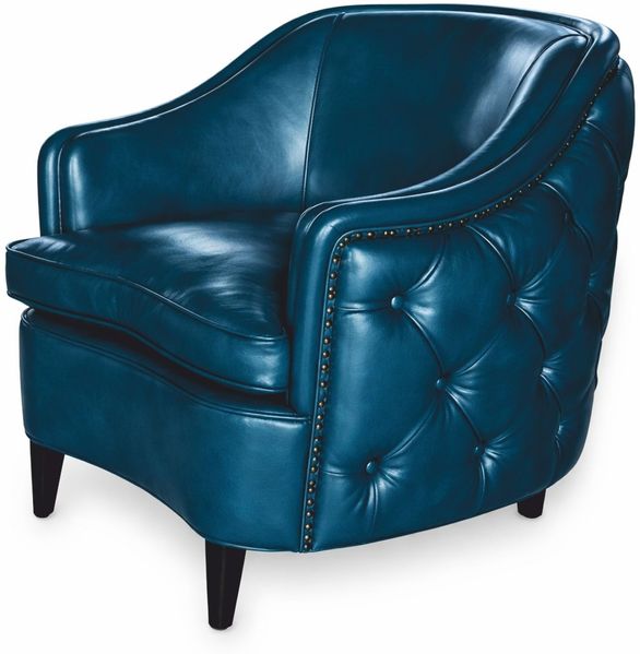 Casa Padrino Luxus Chesterfield Leder Sessel Blau / Schwarz - Echtleder Wohnzimmer Möbel