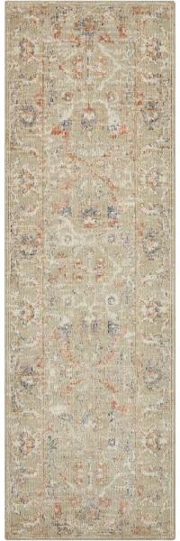 Nouristan Sues In- & Outdoor Orient Teppich – Orientalischer Kurzflor Vintage Used Look Waschbar Wetterfest & UV-beständig für Balkon, Terrasse, Garten, Wohnzimmer – Creme, 75x200 cm