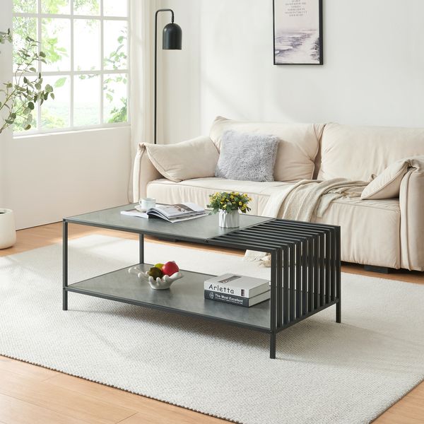 Couchtisch Pärghos 120x60x45 cm Schwarz/Betonoptik [en. casa]