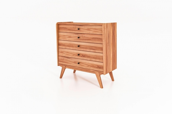 Kommode Jetro Kernbuche massiv 100x105x50 cm mit 5 Schubladen und Holzbeinen Bild 1