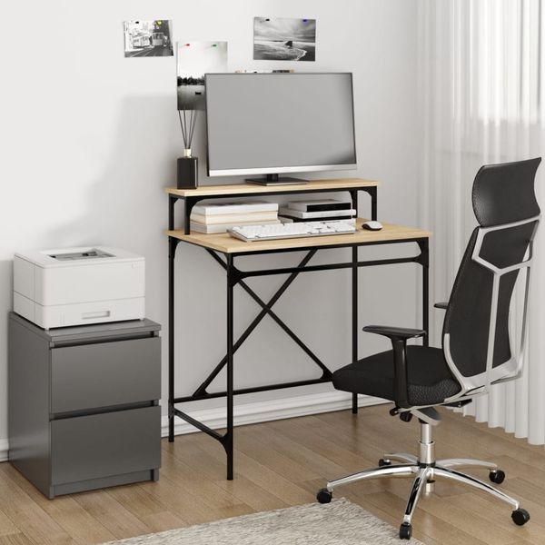 vidaXL Schreibtisch Sonoma-Eiche 80x50x90 cm Holzwerkstoff und Eisen 826705
