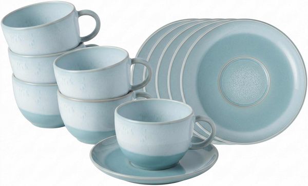 like. by Villeroy & Boch Perlemor Aqua Kaffeetasse mit Untertasse 190 ml 6er Set