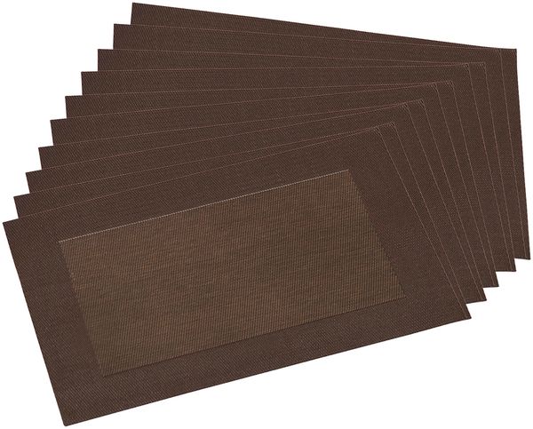 10 Platzsets aus Kunststoff, Braun mit Rand - 43 x 29 cm