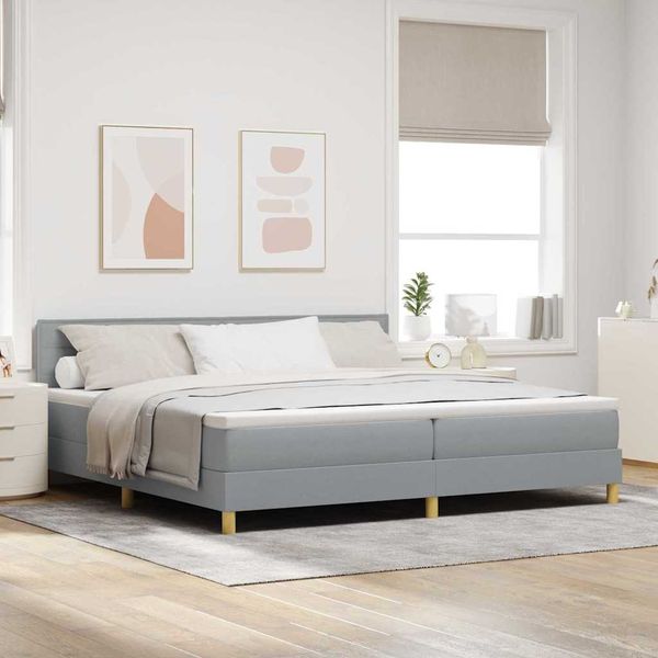 vidaXL Boxspringbett mit Kissen Hellgrau 200 x 200 cm Stoff 3338867