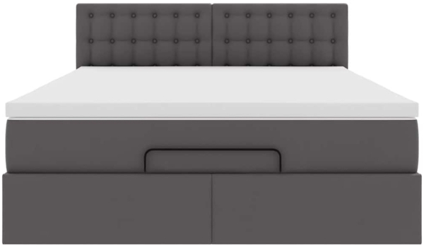 vidaXL Ottoman-Bett mit Matratze Grau 140x190 cm Kunstleder 3311306 Bild 6