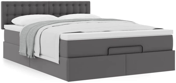 vidaXL Ottoman-Bett mit Matratze Grau 140x190 cm Kunstleder 3311306 Bild 3