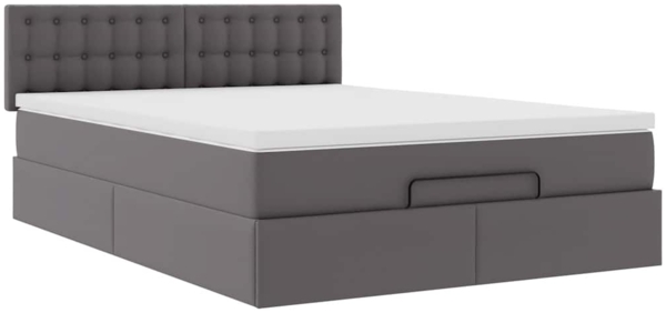 vidaXL Ottoman-Bett mit Matratze Grau 140x190 cm Kunstleder 3311306 Bild 5