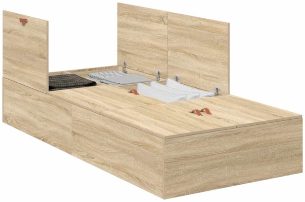 vidaXL Aufbewahrungsbettgestell Sonoma-Eiche 90 x 190 cm Holzwerkstoff 3335407 Bild 2