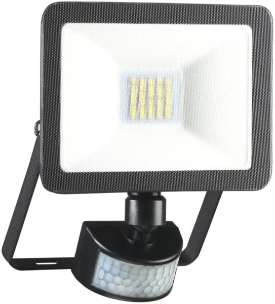 LED Flutlichtstrahler mit Bewegungsmelder Schwarz, 10 Watt, IP54