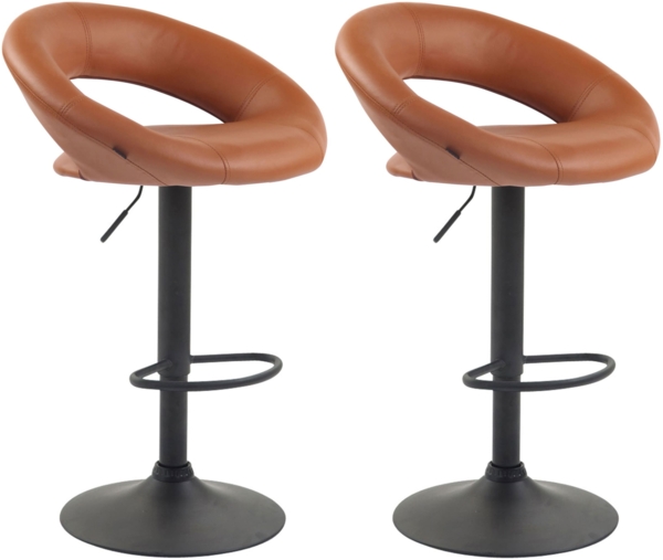 CLP 2er Set Barhocker Olinda Kunstleder höhenverstellbar und drehbar,hellbraun schwarz