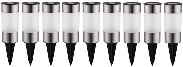 9er Set Solar-Steckleuchte, Edelstahl, H 23,5 cm