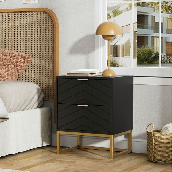 UEV Nachttisch 2er Set, Nachtkommode mit Schubladen (Nachtschrank mit 2 Schubladen für Kinderzimmer/Schlafzimmer/Wohnzimmer), kleine Beistelltisch Sofatisch mit Kippschutz
