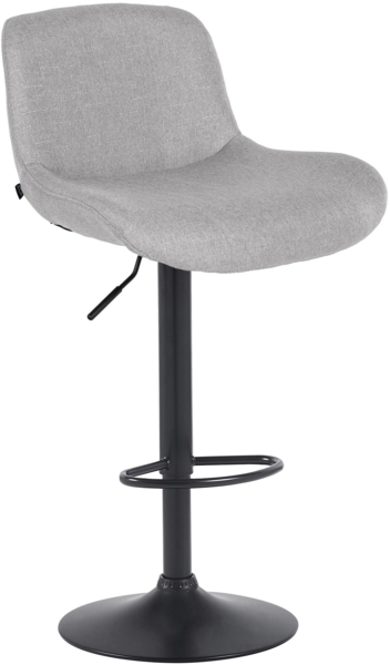 CLP Barhocker Solon Schwarz höhenverstellbar und drehbar mit Rückenlehne,hellgrau Stoff