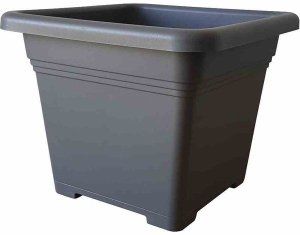 Pflanztopf QUADRO 28 cm anthrazit | Quadratisches Kunststoffgefäß mit Bodenlöchern | Pflanzkübel Polypropylen | robust & wetterfest für Indoor & Outdoor