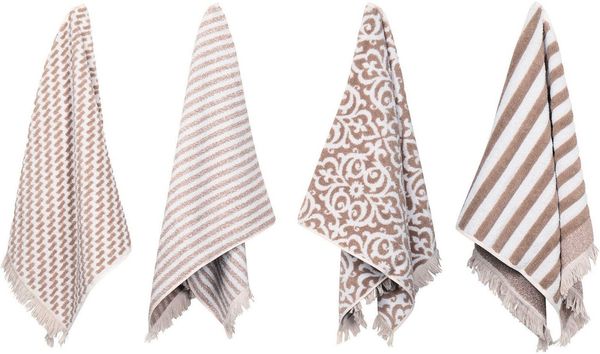 PAD Gästehandtuch FAMILY, 30x50 cm, Frottee (Set, 12-St), Made in Europe, verschiedene Muster in einem Set, mit Fransen