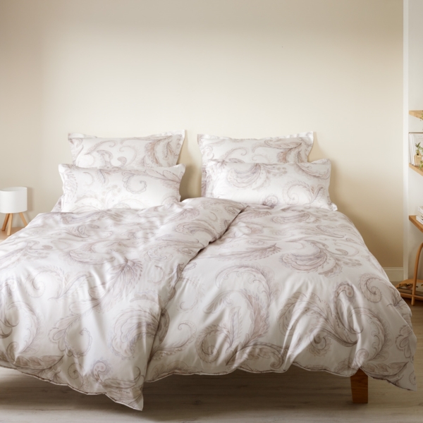 Elegante Mako Satin Bettwäsche Grandezza 24554-7 ecru Paisley 135x200