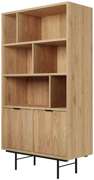 Beautysofa Bücherregal Evron mit 4 offene Regalböden und 2 Unterschränke, hohe Metallbeine, Breite: 90 cm