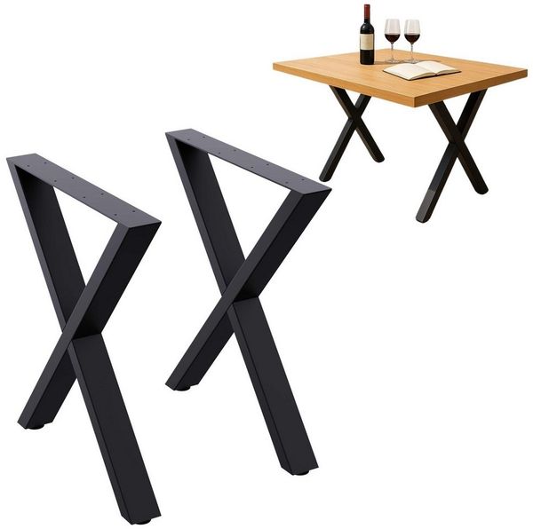 DanDiBo Tischbein Tischgestell 2x Metall Schwarz 60 x 72 cm Tischfüße Höhenverstellbar