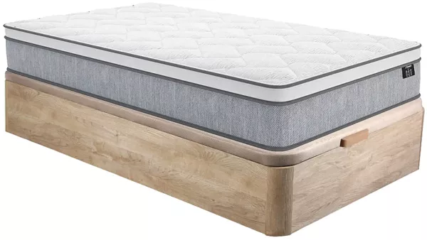 Vente-unique - SERENITE Mattress and bed base set Holz, PlatteStoff Beige - B 90 cm x H 30 cm22 cm x L 190 cm