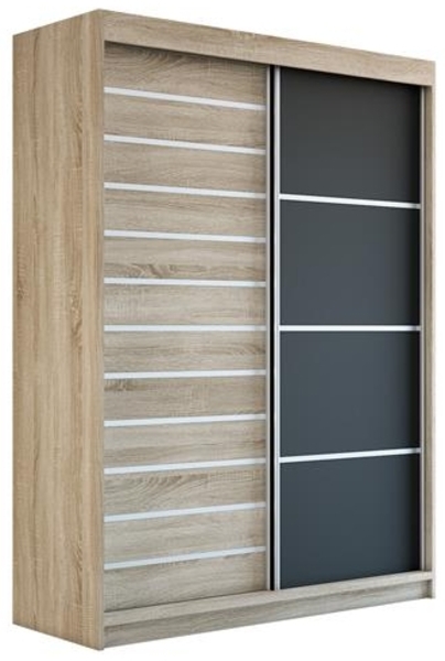 Schwebetürenschrank COLIN 2-türig Schrank 180 cm Farbe: Sonoma , schwarz