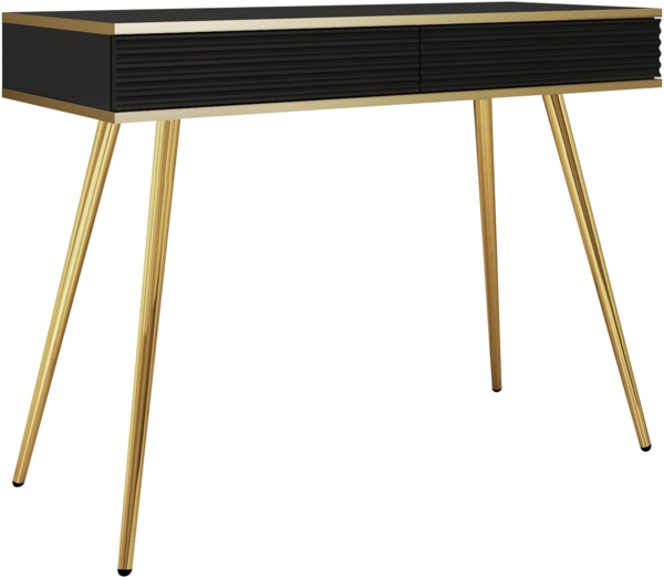 Schminktisch Orenate MDF T102 (Farbe: Schwarz / Schwarz + Gold)