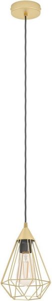 Eglo 43681 Hängeleuchte TARBES Stahl messing-gebürstet E27 1X40W H:130cm Ø17,5cm dimmbar