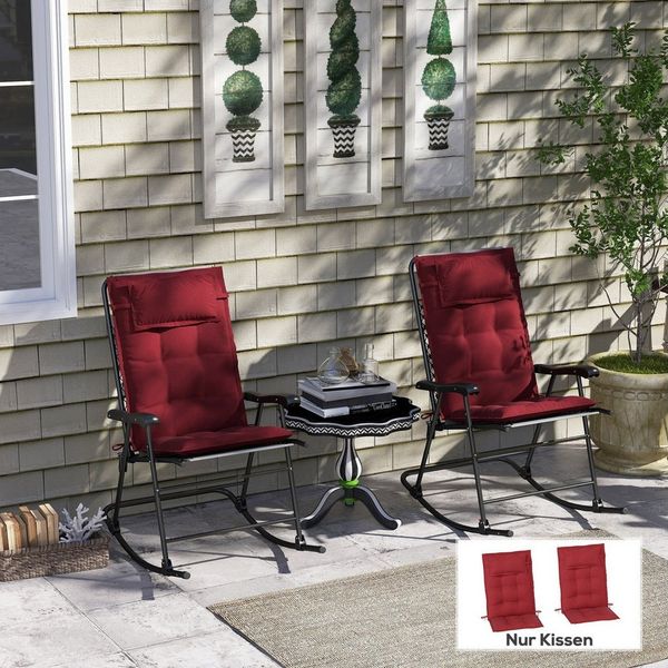 Outsunny Liegenauflage 2er Set, wasserabweisend Polsterauflage, (Auflage für Sonnenliege, 2 St, Polsterauflage), für Gartenmöbel Auflagen 50x116x5 cm, Weinrot