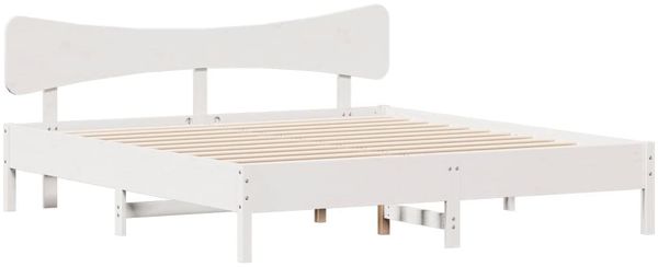 vidaXL Massivholzbett ohne Matratze Weiß 200x200 cm Kiefernholz 3328221 Bild 3