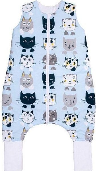 PULP BAMBOO Schlafsack fürs Baby mit Socken 2 TOG - blaue Katzen - von 0 6 m bis 2 5 Jahre
