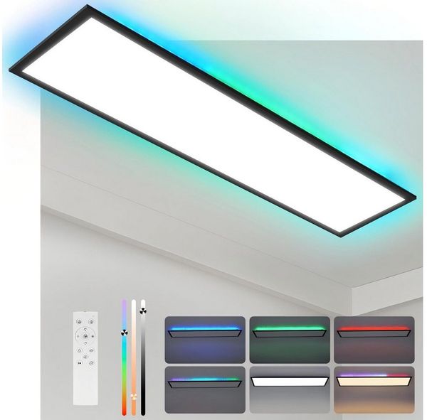 ZMH LED Deckenleuchte mit Smart RGB Hintergrundbeleuchtung Panel Flach Rund/Quadratisch, Dimmbar, LED fest integriert, Tageslichtweiß