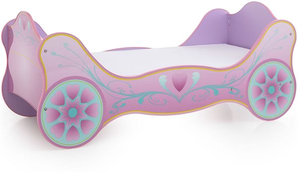 Kinderbett >Saphira< in Rosa aus MDF Glanz lackiert - 94x90x213,4cm (BxHxT)