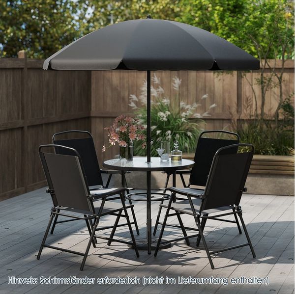 COSTWAY Garten-Essgruppe, (6-tlg), Gartenset für 4 personen mit Sonnenschirm