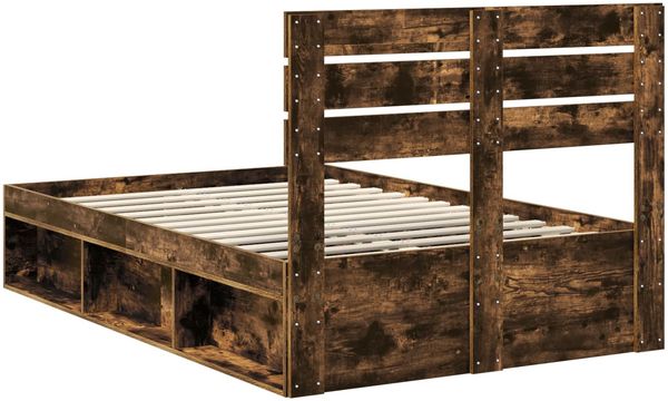 vidaXL Bettrahmen Geräucherte Eiche 120 x 200 cm Massives Kiefernholz 3411435 Bild 9