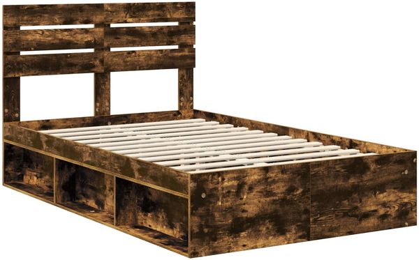 vidaXL Bettrahmen Geräucherte Eiche 120 x 200 cm Massives Kiefernholz 3411435 Bild 4