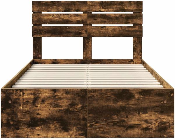 vidaXL Bettrahmen Geräucherte Eiche 120 x 200 cm Massives Kiefernholz 3411435 Bild 7
