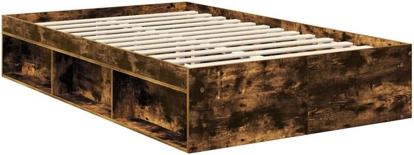 vidaXL Bettrahmen Geräucherte Eiche 120 x 200 cm Massives Kiefernholz 3411435 Bild 5