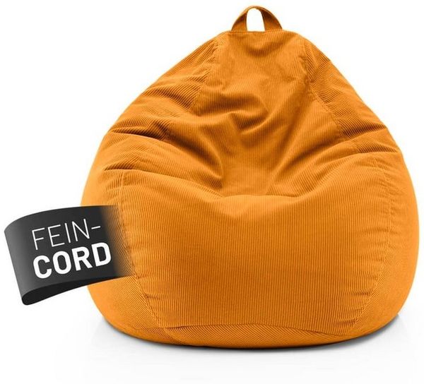 Lumaland Sitzsack Comfort Line Sitzsack Fein Cord M, 120 L - bequemer Indoor Sofa Sessel, ideal zum Pouf - EPS Perlen Bean Bag mit Füllung - Indoor Sitzsessel