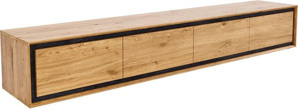DELIFE Lowboard Stonegrace, Eiche Natur 200 cm 4 Türen Steinfurnier schwebend Lowboard