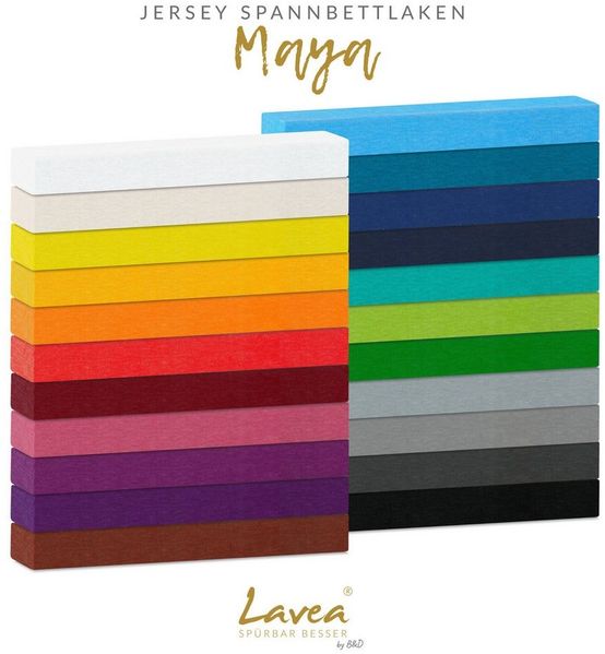 Lavea Spannbettlaken Bettlaken Maya, 180x200cm, 200x200cm, 140x200cm, 160x200cm, 100% Baumwolle Jersey, Gummizug: rundum, (2 Stück), für Matratzen, Topper, Boxspring- und Wasserbetten, weich, langlebig Bild 4