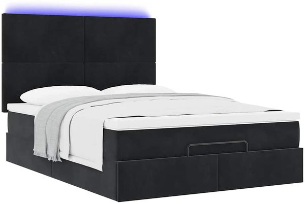 vidaXL Ottoman-Bett mit Matratzen & LEDs Schwarz 140x190 cm Samt 3314248 Bild 6