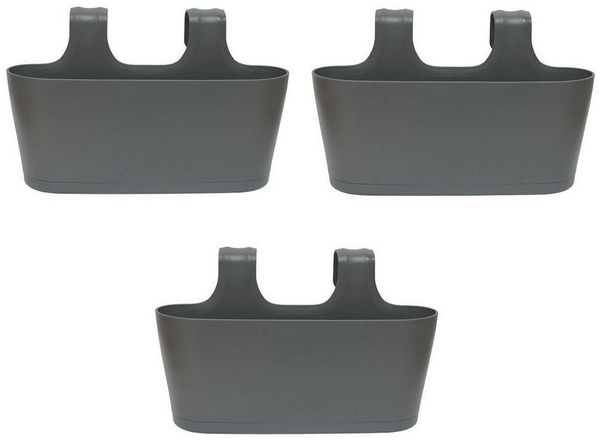 Engelland Blumenkasten Blumentopf zum Hängen (Vorteils-Set, 3 St, Fassungsvermögen je Topf 5,5 Liter), UV-Beständig, Frostbeständig, Wasserauffangschalen