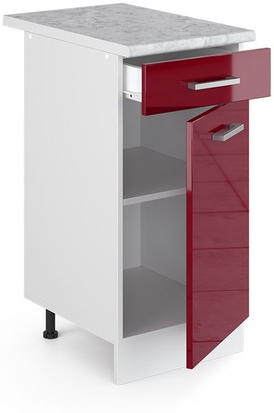 Küchenunterschrank R-Line Rot Hochglanz 40 cm , AP Marmor Vicco Bild 4