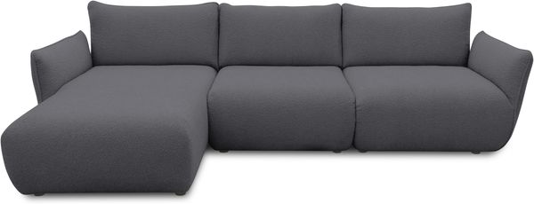 DOMO. collection Ecksofa 800 022, Modulsofa in L-Form mit Taschenfederkern und attraktiver Biese-Naht, Sofa, Polsterecke, Eckcouch 276 x 168 x 79 cm (BxTxH), dunkelgrau