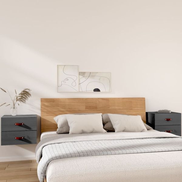 vidaXL Wand-Nachttische 2 Stk. Grau 50x36x40 cm 820981