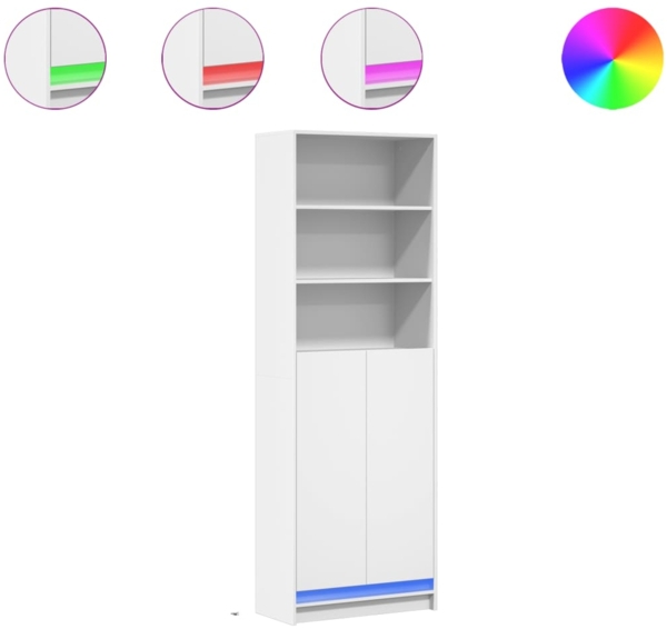 vidaXL Highboard mit LED-Beleuchtung Weiß 69x32,5x200 cm Holzwerkstoff 3307905
