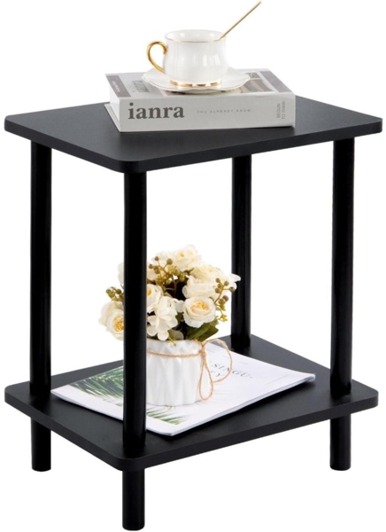 Beistelltisch Holz Nachttische 2 Ebenen 40x30x47.5cm Couchtisch Sofatisch